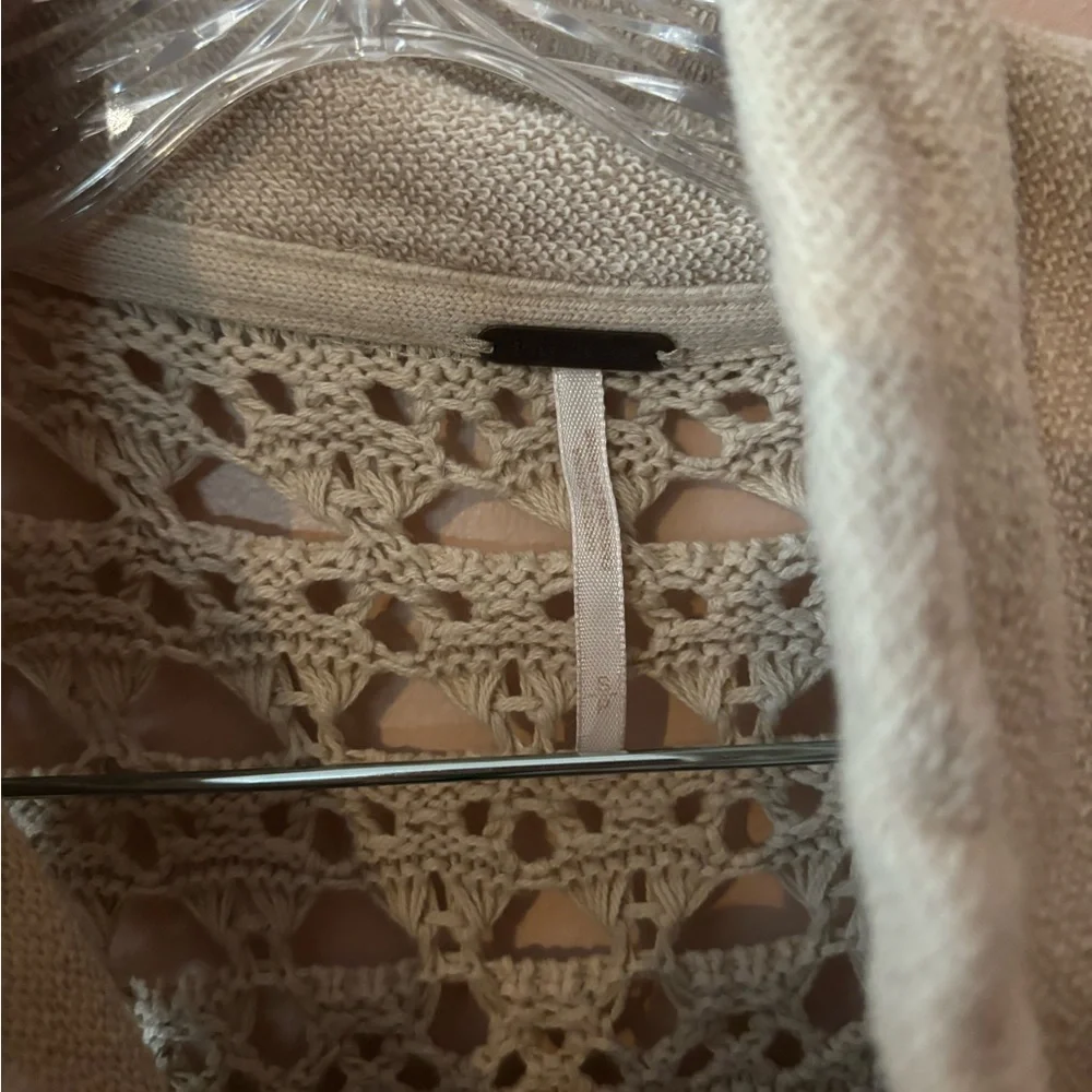 Free People Dune Bug Crochet Cardigan Women’s Size Small Oatmeal‎ Oversized - Picture 4 of 6